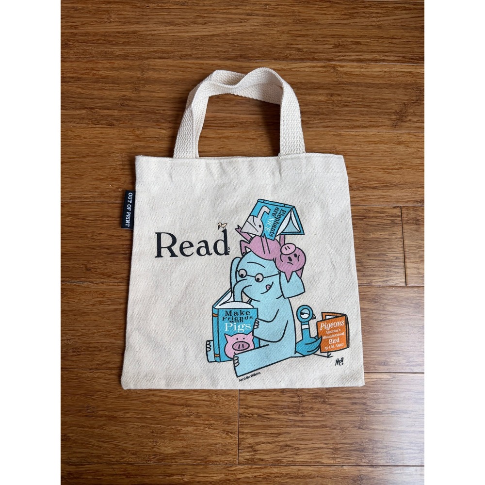 Out of Print Mo Willems Elephant & Piggie Kids Mini Tote Bag Cream Read